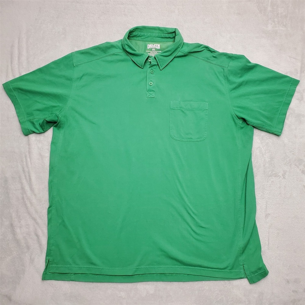 Duluth Trading Co. Shirt Mens XXL Green Short Sleeve Polo 100% Cotton Outdoors